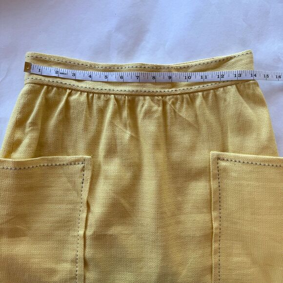 Anthro Cartonnier Well Pocket Contrast Stitch Textured Pencil Skirt in Yellow 6 - Picture 9 of 10